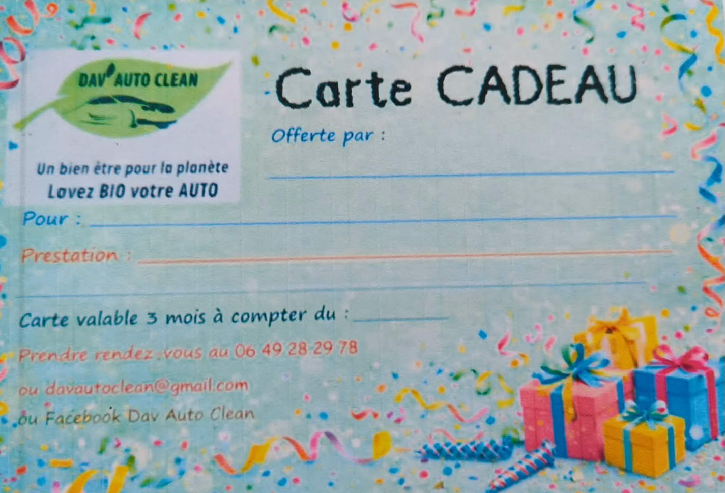 Carte cadeau DavAutoClean